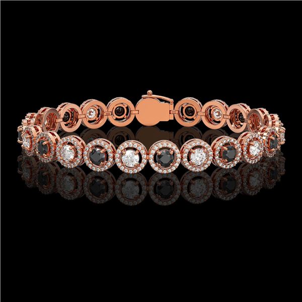 8.83 ctw Black & Diamond Micro Pave Bracelet 18K Rose Gold - REF-569F5M