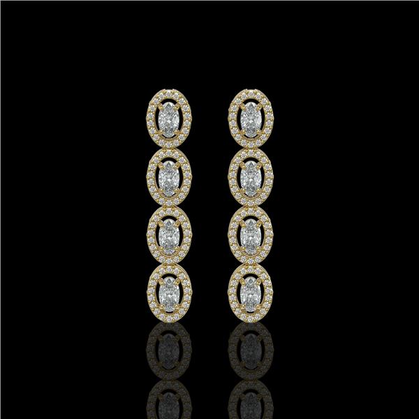 3.84 ctw Oval Cut Diamond Micro Pave Earrings 18K Yellow Gold - REF-334R6K