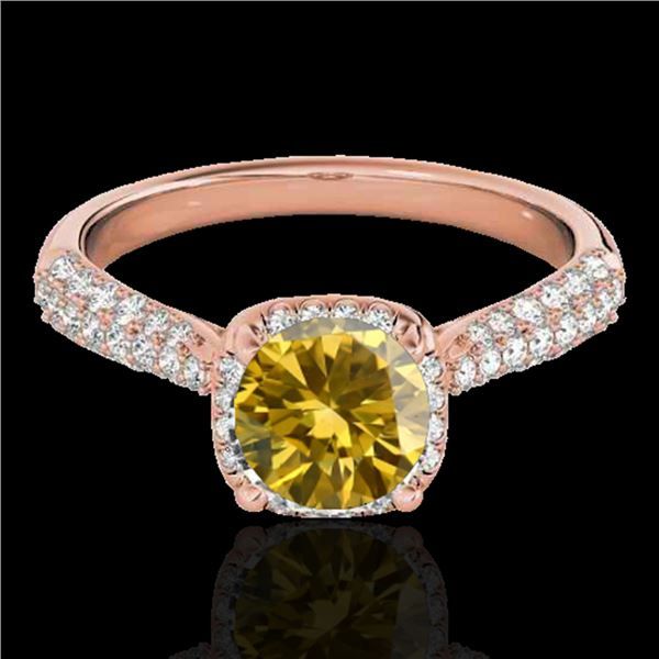 1.50 ctw Certified SI/I Fancy Intense Yellow Diamond Ring 10k Rose Gold - REF-204R5K