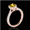Image 2 : 1.50 ctw Certified SI/I Fancy Intense Yellow Diamond Ring 10k Rose Gold - REF-204R5K