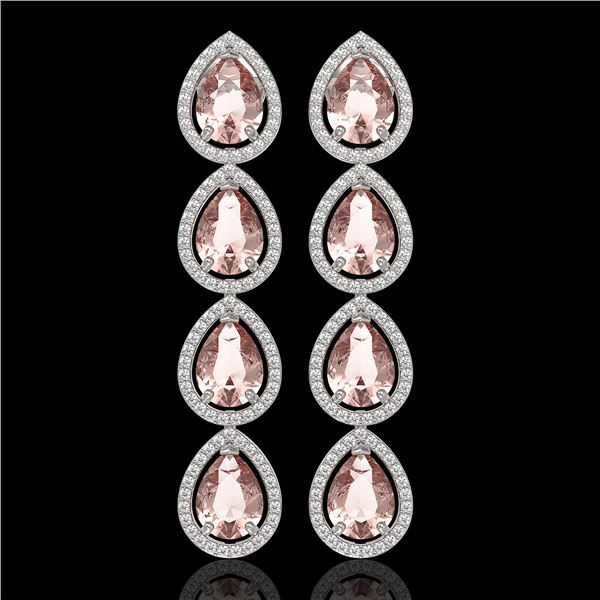 10.4 ctw Morganite & Diamond Micro Pave Halo Earrings 10k White Gold - REF-259Y3X