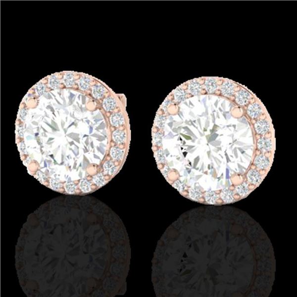 3.50 ctw Halo VS/SI Diamond Micro Pave Earrings 14k Rose Gold - REF-834W5H