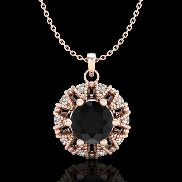1.2 ctw Fancy Black Diamond Art Deco Micro Pave Necklace 18k Rose Gold - REF-82F8M