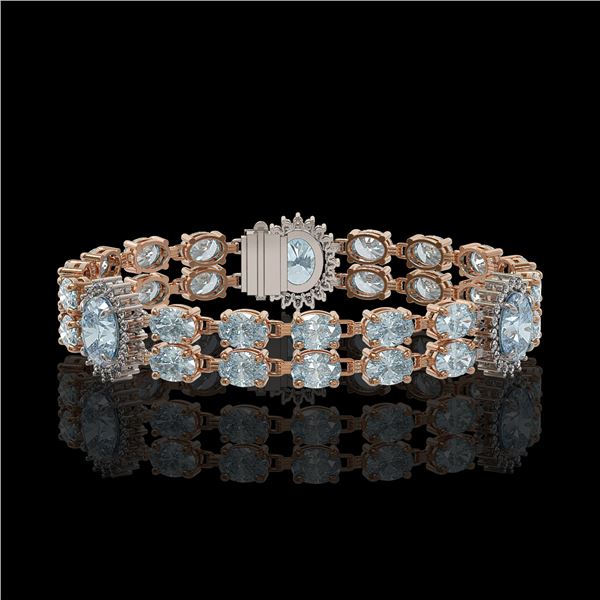 19.3 ctw Sky Topaz & Diamond Bracelet 14K Rose Gold - REF-254X5A