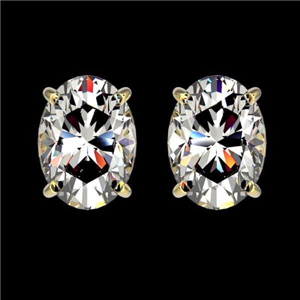 2 ctw Certified VS/SI Quality Oval Diamond Stud Earrings 10k Yellow Gold - REF-478Y6X