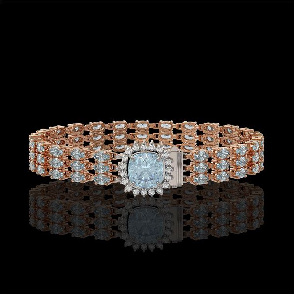 23.78 ctw Aquamarine & Diamond Bracelet 14K Rose Gold - REF-306A9N