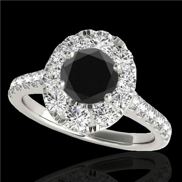 2 ctw Certified VS Black Diamond Solitaire Halo Ring 10k White Gold - REF-76Y8X