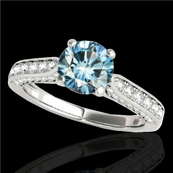 1.6 ctw SI Certified Fancy Blue Diamond Solitaire Ring 10k White Gold - REF-135A2N