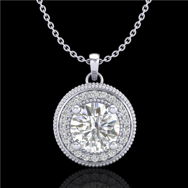 1.25 ctw VS/SI Diamond Solitaire Art Deco Stud Necklace 18k White Gold - REF-218K2Y