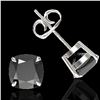 Image 2 : 6 ctw Cushion Black Diamond Designer Earrings 18k White Gold - REF-163Y6X