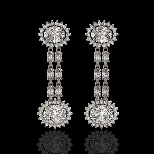 7.47 ctw Rare Oval Diamond Earrings 18K White Gold - REF-1286G8W