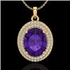 Image 1 : 4 ctw Amethyst & Micro Pave VS/SI Diamond Necklace 18k Yellow Gold - REF-91W8H
