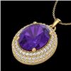 Image 2 : 4 ctw Amethyst & Micro Pave VS/SI Diamond Necklace 18k Yellow Gold - REF-91W8H