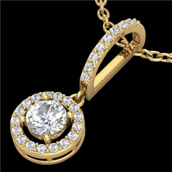 0.90 ctw Micro Pave Halo VS/SI Diamond CertifiedNecklace 18k Yellow Gold - REF-115X8A