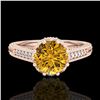 Image 2 : 1.25 ctw Intense Fancy Yellow Diamond Art Deco Ring 18k Rose Gold - REF-300M2G