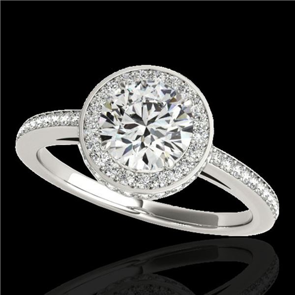 1.55 ctw Certified Diamond Solitaire Halo Ring 10k White Gold - REF-197W8H