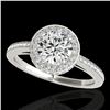 Image 1 : 1.55 ctw Certified Diamond Solitaire Halo Ring 10k White Gold - REF-197W8H