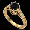 Image 1 : 1.25 ctw Fancy Black Diamond Engagment Art Deco Ring 18k Yellow Gold - REF-100G2W