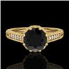 Image 2 : 1.25 ctw Fancy Black Diamond Engagment Art Deco Ring 18k Yellow Gold - REF-100G2W