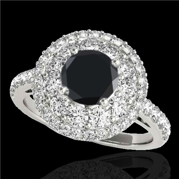 2.09 ctw Certified VS Black Diamond Solitaire Halo Ring 10k White Gold - REF-92X8A