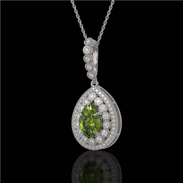 4.97 ctw Tourmaline & Diamond Victorian Necklace 14K White Gold - REF-164G2W
