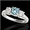 Image 1 : 3.25 ctw SI Certified Fancy Blue Diamond 3 Stone Ring 10k White Gold - REF-295F9M