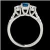 Image 2 : 3.25 ctw SI Certified Fancy Blue Diamond 3 Stone Ring 10k White Gold - REF-295F9M