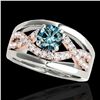 Image 1 : 1.55 ctw SI Certified Blue Diamond Solitaire Ring 10k 2Tone Gold - REF-170G5W