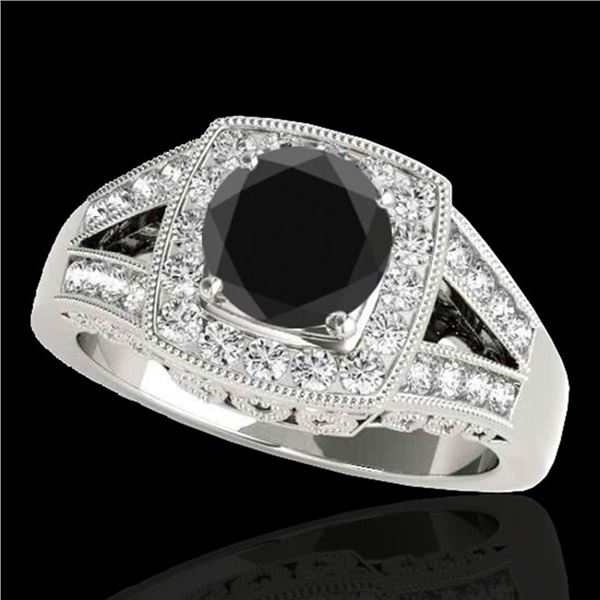 1.65 ctw Certified VS Black Diamond Solitaire Halo Ring 10k White Gold - REF-115R4K