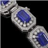 Image 3 : 61.92 ctw Sapphire & Diamond Victorian Bracelet 14K White Gold - REF-1288R4K