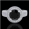 Image 2 : 2.8 ctw Fancy Black Diamond Engagment Art Deco Ring 18k White Gold - REF-236F4M