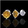Image 2 : 2 ctw Intense Fancy Yellow Diamond Art Deco Earrings 18k White Gold - REF-354N5F