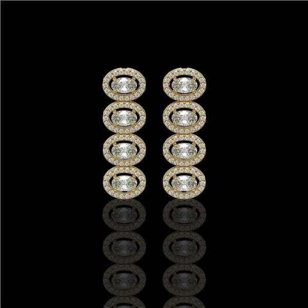 3.84 ctw Oval Cut Diamond Micro Pave Earrings 18K Yellow Gold - REF-334F6M