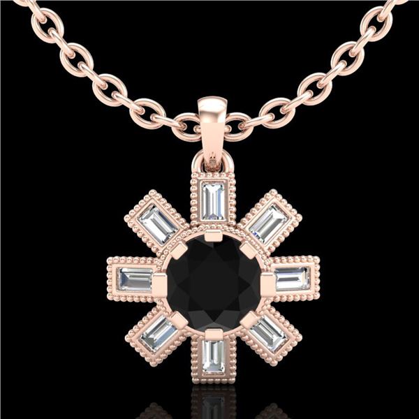 1.33 ctw Fancy Black Diamond Art Deco Stud Necklace 18k Rose Gold - REF-136X4A