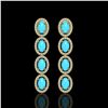 Image 1 : 4.84 ctw Turquoise & Diamond Micro Pave Halo Earrings 10k Yellow Gold - REF-110W9H