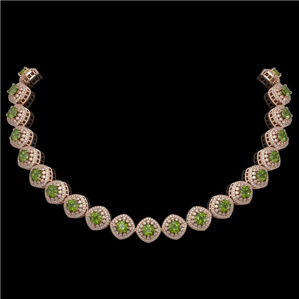 72.27 ctw Tourmaline & Diamond Victorian Necklace 14K Rose Gold - REF-2169R8K
