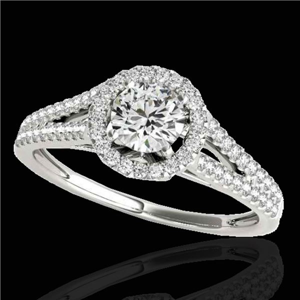 1.3 ctw Certified Diamond Solitaire Halo Ring 10k White Gold - REF-177W3H