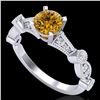 Image 1 : 1.03 ctw Intense Fancy Yellow Diamond Art Deco Ring 18k White Gold - REF-154F5M
