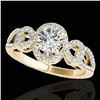 Image 1 : 1.38 ctw Certified Diamond Solitaire Halo Ring 10k Yellow Gold - REF-188R2K
