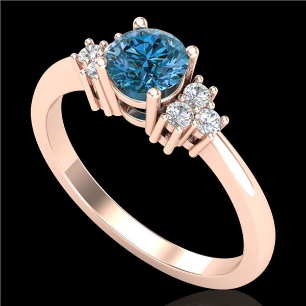 0.75 ctw Fancy Intense Blue Diamond Engagment Ring 18k Rose Gold - REF-89G3W