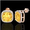 Image 2 : 12 ctw Citrine & Micro Pave Halo VS/SI Diamond Earrings 14k Rose Gold - REF-75W5H