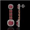 Image 2 : 19.88 ctw Ruby & Diamond Earrings 14K Rose Gold - REF-336N4F