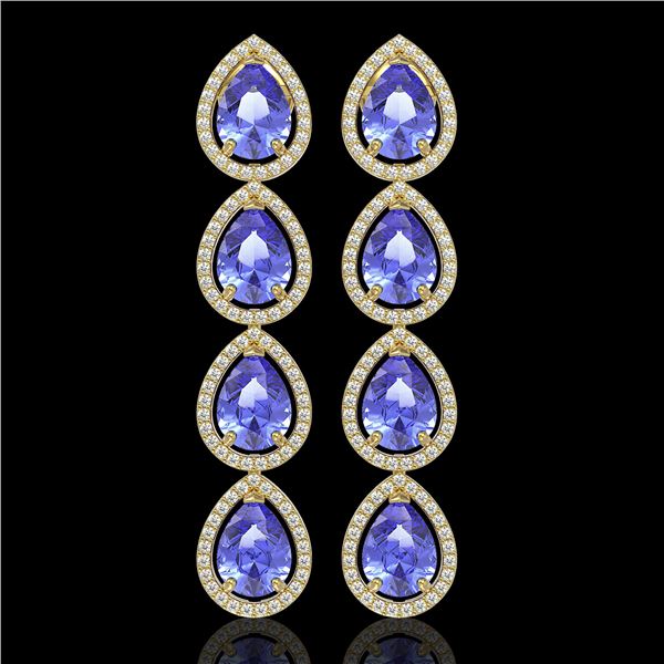11.2 ctw Tanzanite & Diamond Micro Pave Halo Earrings 10k Yellow Gold - REF-286N9F