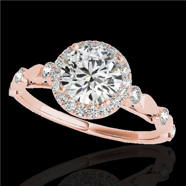1.25 ctw Certified Diamond Solitaire Halo Ring 10k Rose Gold - REF-177A3N