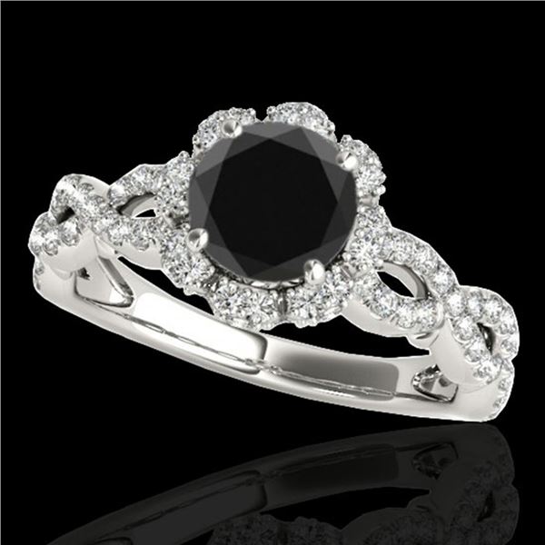 1.69 ctw Certified VS Black Diamond Solitaire Halo Ring 10k White Gold - REF-66X8A
