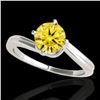 Image 1 : 1 ctw SI/I Fancy Intense Yellow Diamond Bypass Ring 10k White Gold - REF-177A3N