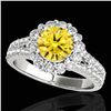 Image 1 : 2.01 ctw Certified SI/I Fancy Intense Yellow Diamond Ring 10k White Gold - REF-225G2W