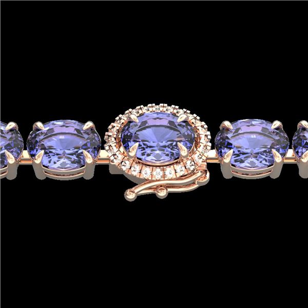 19.25 ctw Tanzanite & Diamond Eternity Micro Bracelet 14k Rose Gold - REF-234H5R