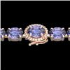 Image 1 : 19.25 ctw Tanzanite & Diamond Eternity Micro Bracelet 14k Rose Gold - REF-234H5R