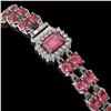 Image 2 : 16.97 ctw Tourmaline & Diamond Bracelet 14K White Gold - REF-236R4K